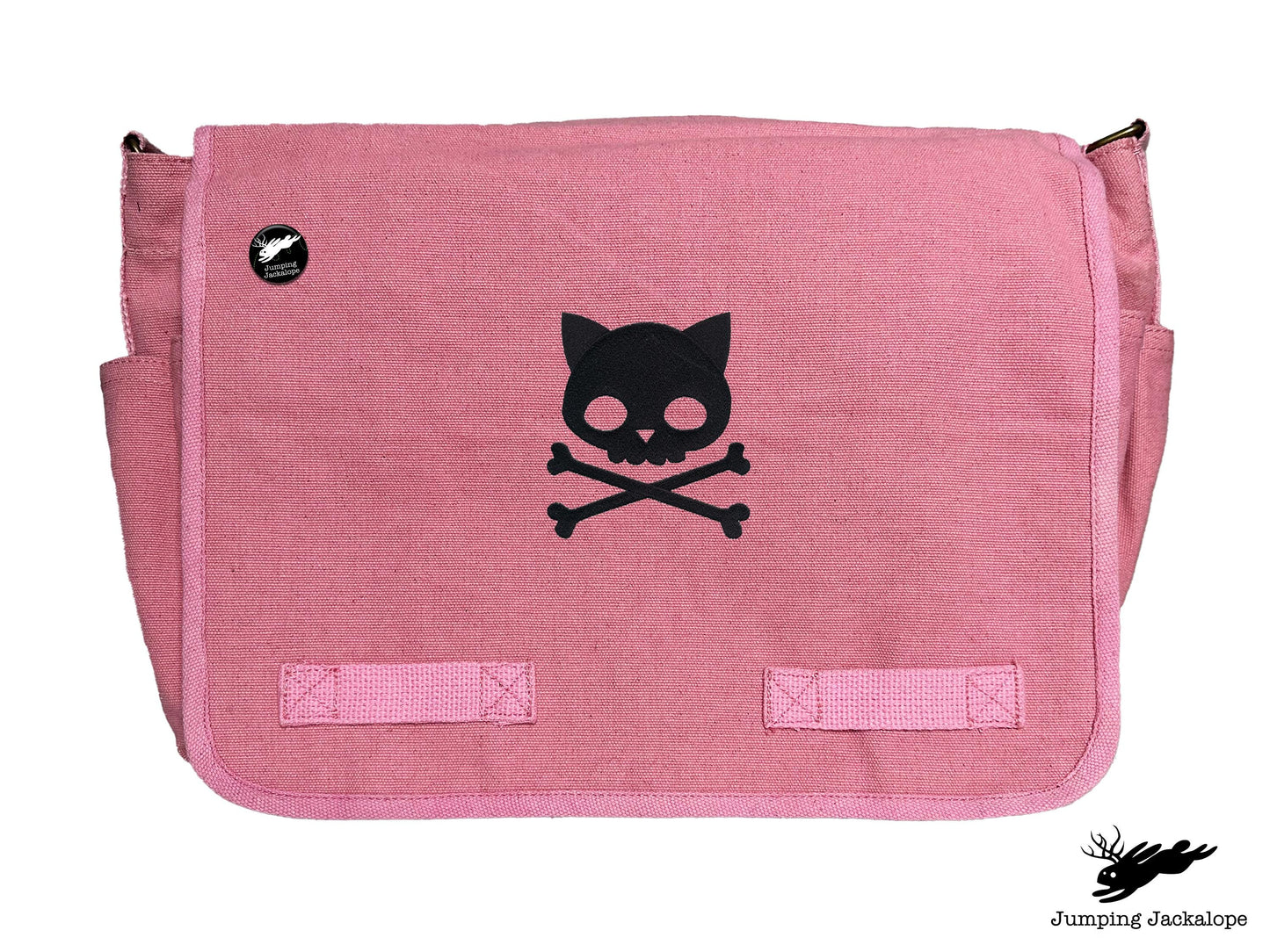 Punk Kitty Design Embroidered Classic Canvas Messenger Bag