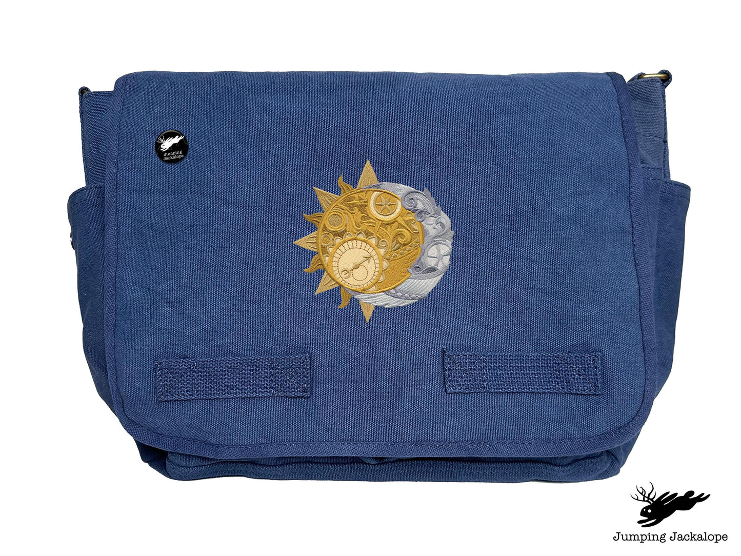 Clockwork Heavens Design Embroidered Classic Canvas Messenger Bag