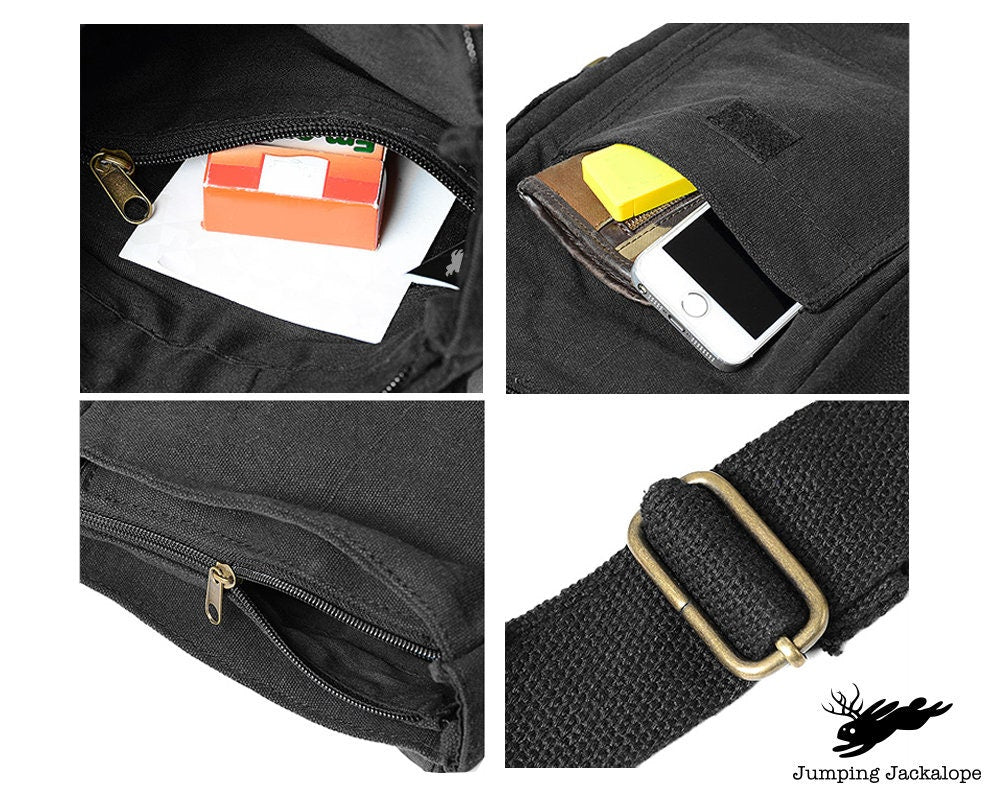 Dark Narwhal Embroidered Canvas Tech, Tablet, iPad, Kindle, Fire, Camera Bag