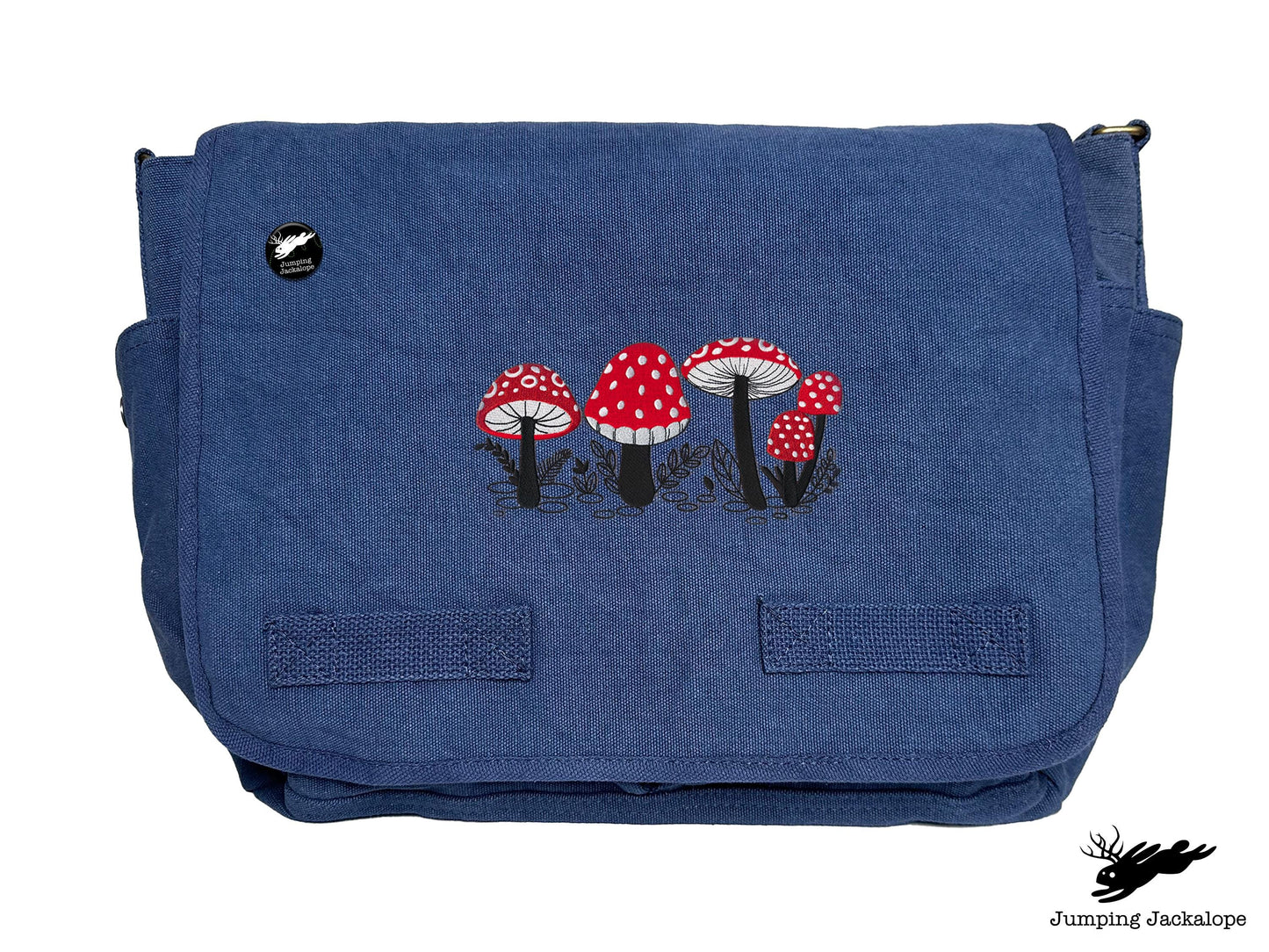 Morel of the Story Mushroom Design Embroidered Classic Canvas Messenger Bag