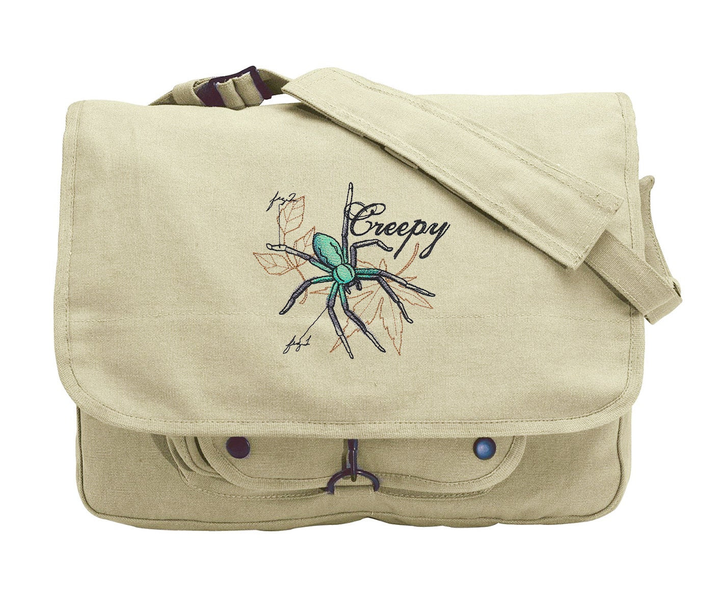 The Laboratory - Spider Embroidered Canvas Messenger Bag