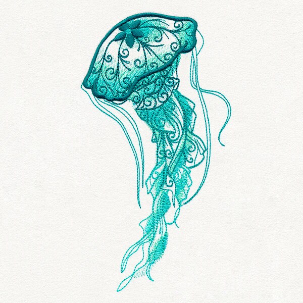 Aqua Marine - Jellyfish Embroidered Canvas Field Bag