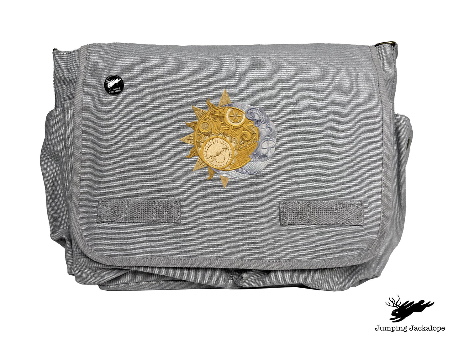 Clockwork Heavens Design Embroidered Classic Canvas Messenger Bag