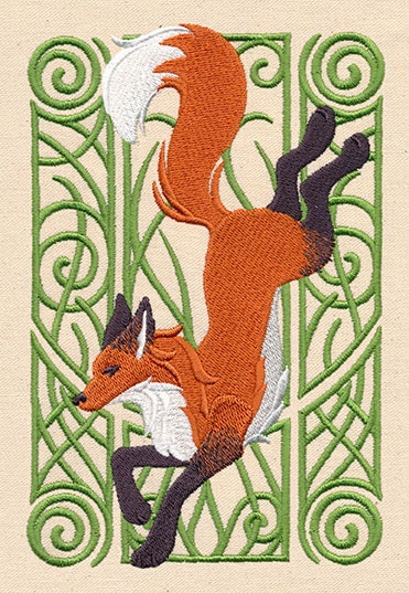 Fox Field Bag, Fox Nouveau Embroidered Canvas Field Bag