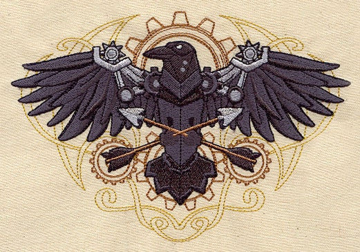 Western Steampunk - Raven Embroidered Canvas Messenger Bag