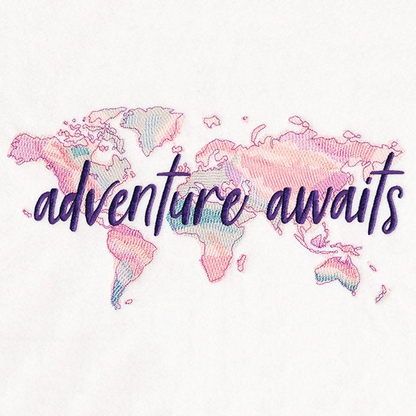 Adventure Awaits, Map Bag, World Map Embroidered Canvas Messenger Bag