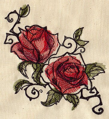 Painted Rose Embroidered Canvas Field Bag