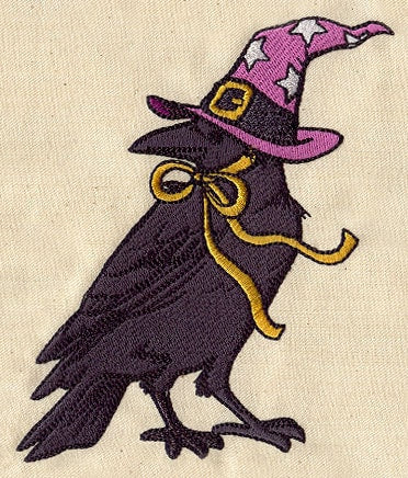 Witchy Raven Embroidered Canvas Field Bag