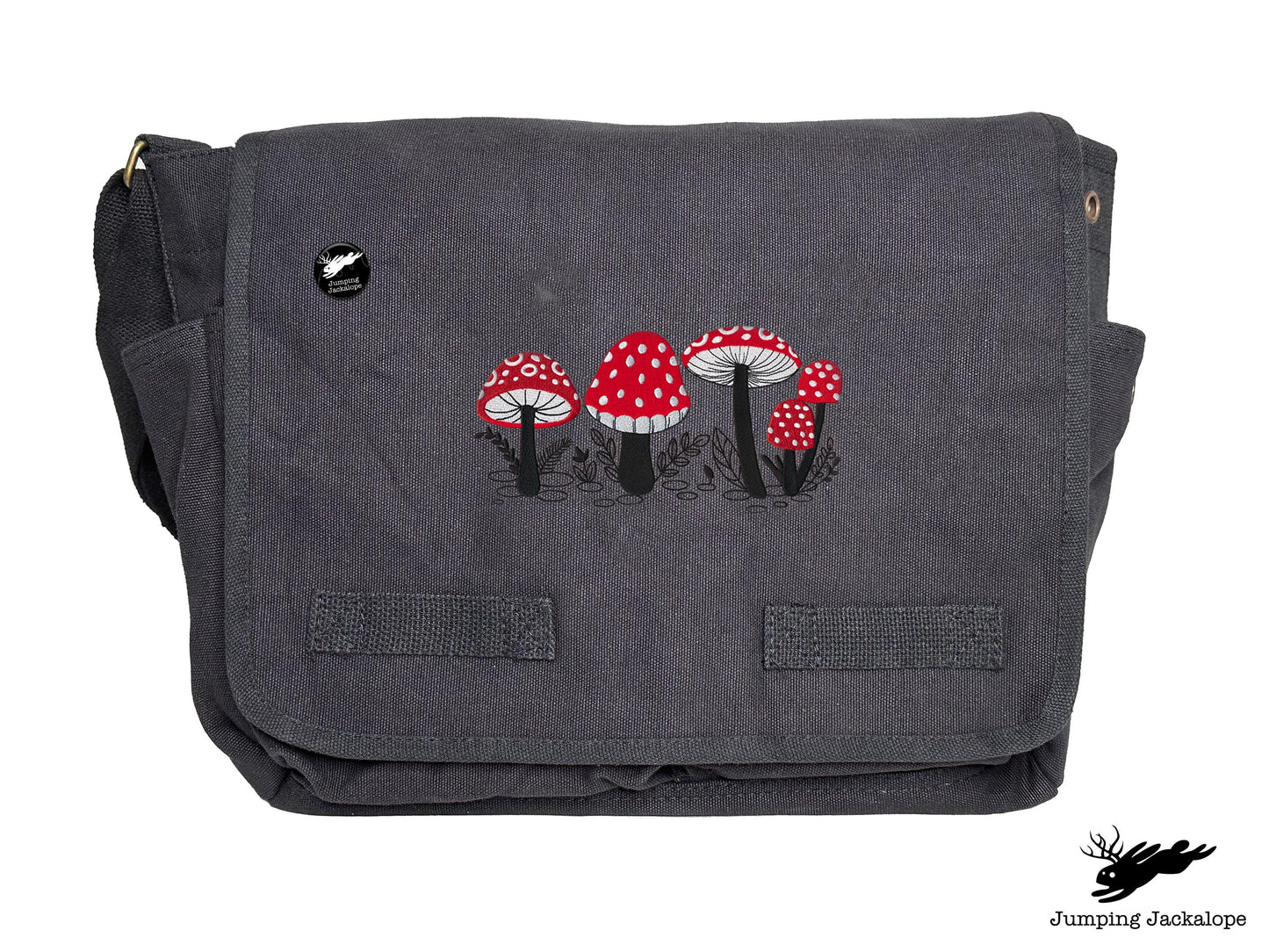 Morel of the Story Mushroom Design Embroidered Classic Canvas Messenger Bag