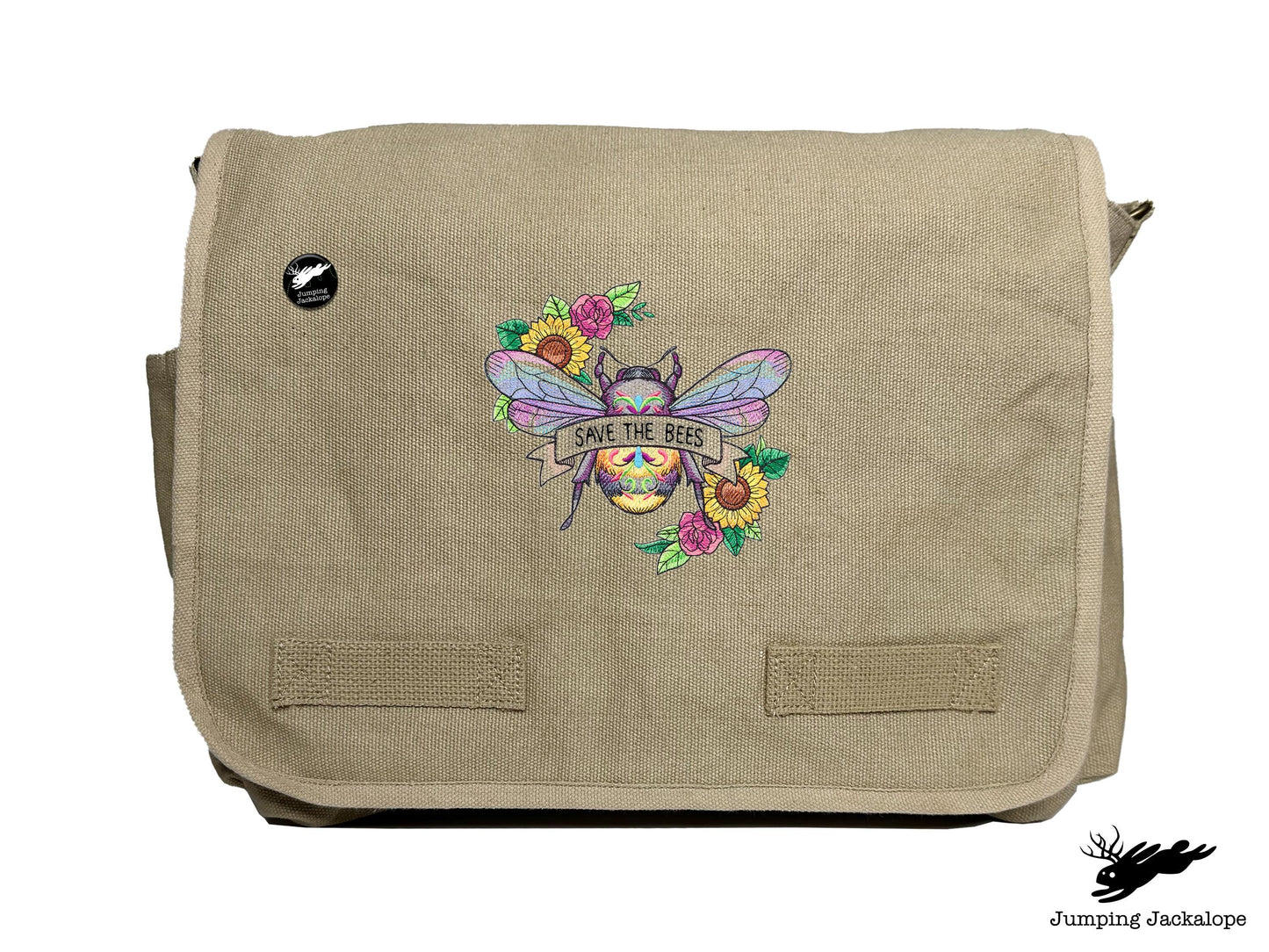 Save the Bees Embroidered Messenger Bag