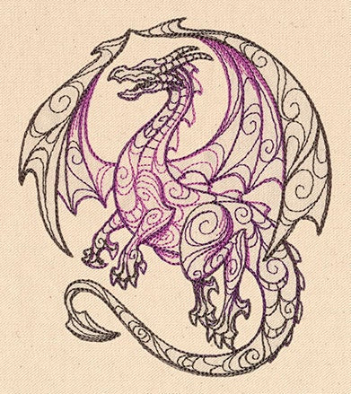 Doodle Dragon Embroidered Canvas Field Bag