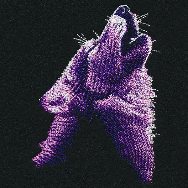 Moonlit Wolf Embroidered Canvas Tech Bag