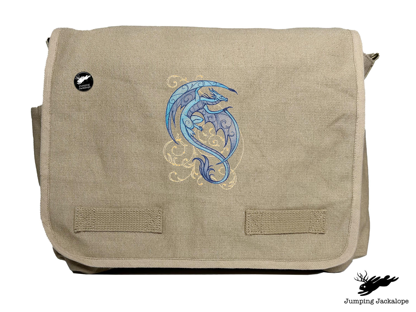 Dragon Spirals Embroidered Classic Canvas Messenger Bag