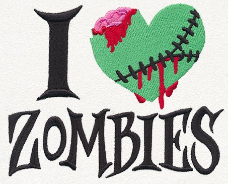 I Heart Zombies Embroidered Canvas Messenger Bag