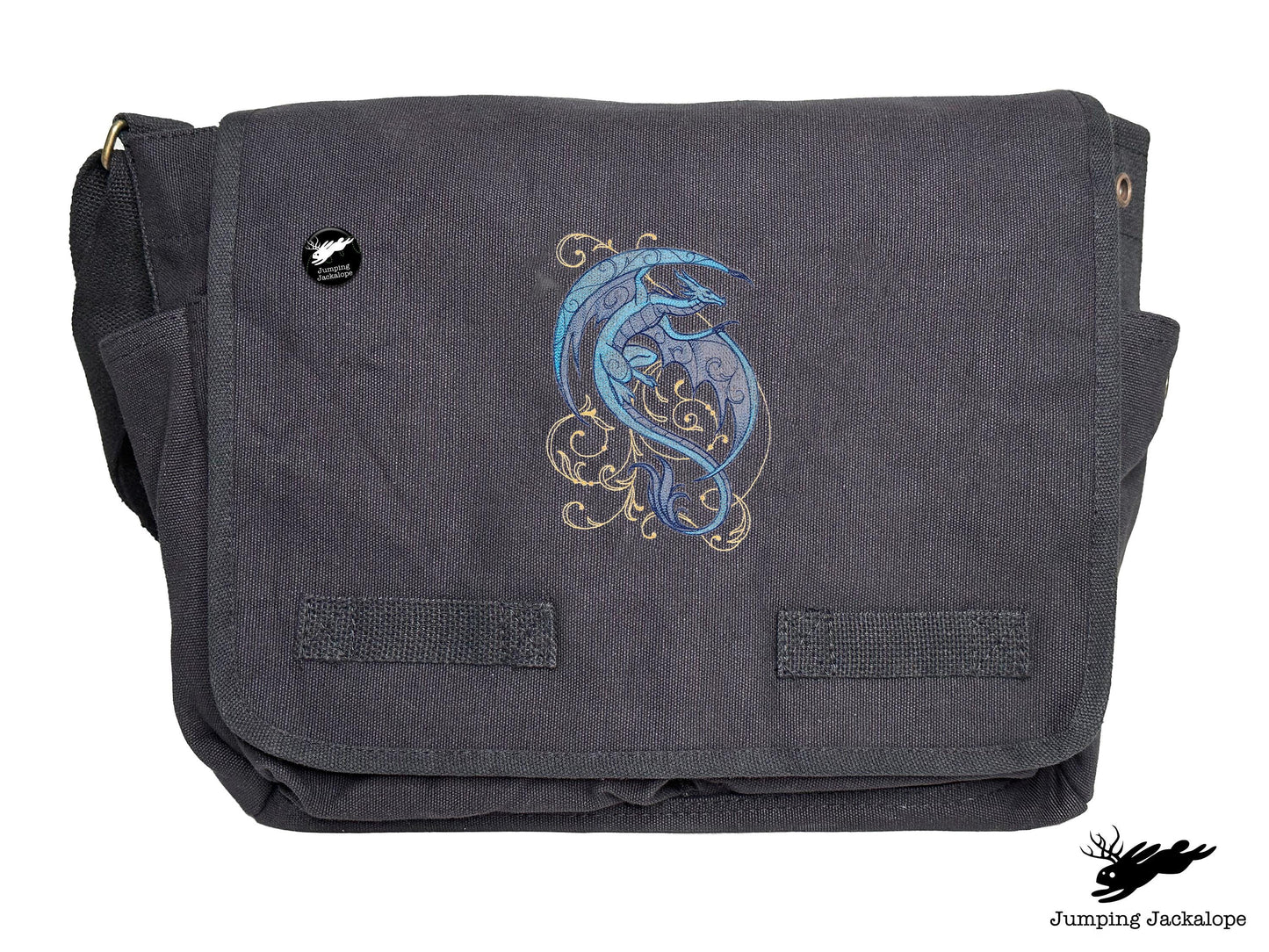 Dragon Spirals Embroidered Classic Canvas Messenger Bag