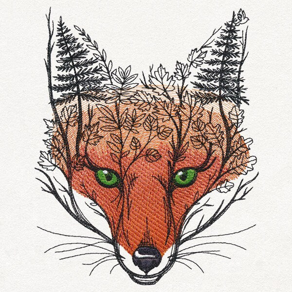 Autumn Fox Embroidered Canvas Messenger Bag