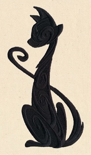 Sassy Cat Silhouette Embroidered Canvas Field Bag