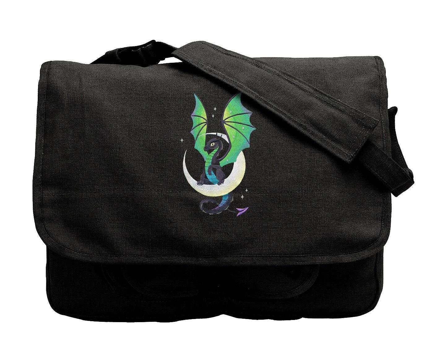 Lunar Dragon Embroidered Canvas Messenger Bag