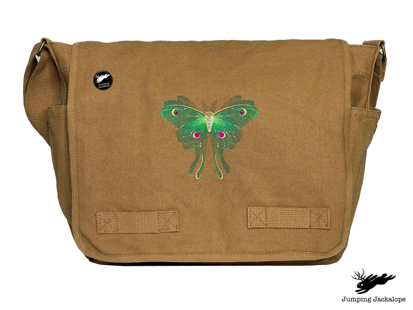Sheer Illusions Luna Moth Embroidered Messenger Bag