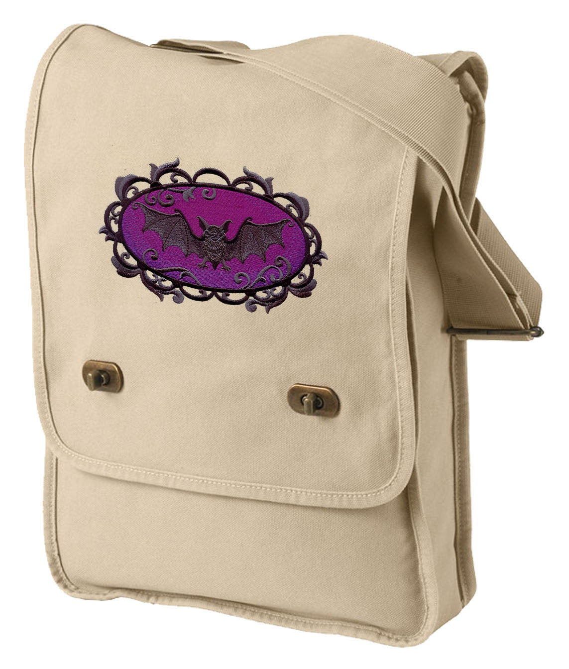 Going Batty Embroidered Canvas Field Bag