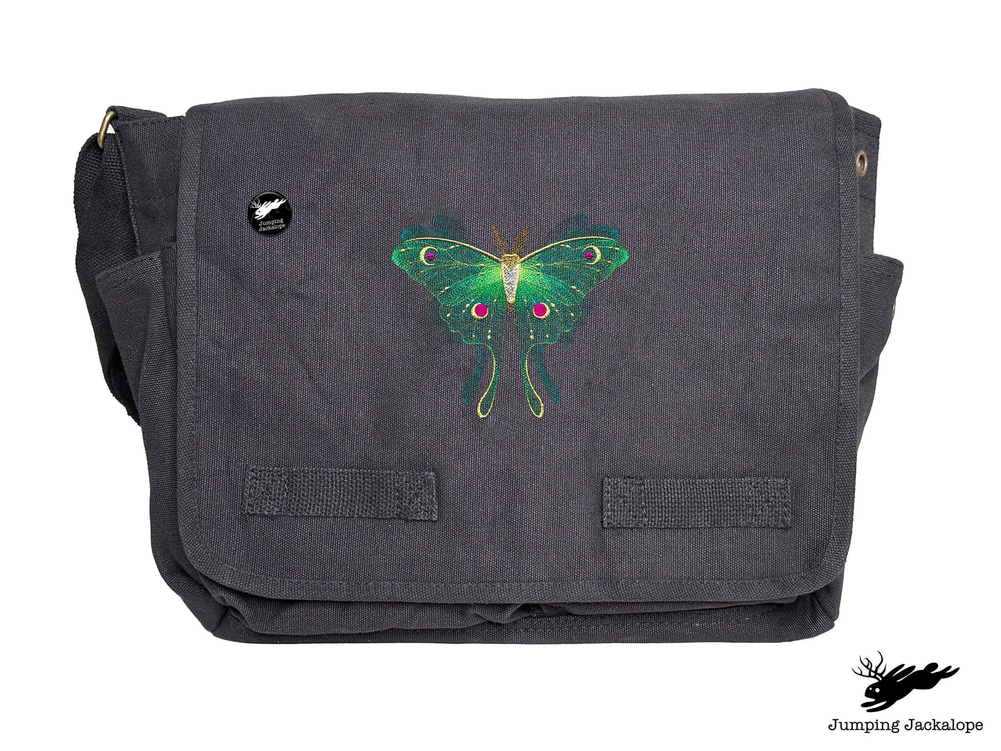 Sheer Illusions Luna Moth Embroidered Messenger Bag
