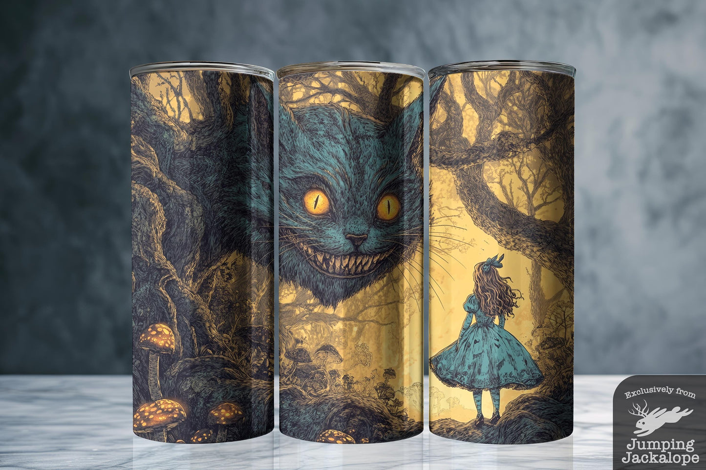 Tales of Twisted Trees Tumbler – Alice & Cheshire Cat | 20oz Storybook Fantasy Cup