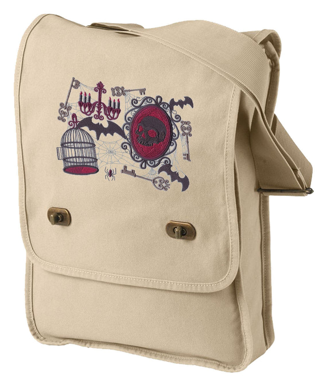 Gothic Collage Embroidered Canvas Field Bag