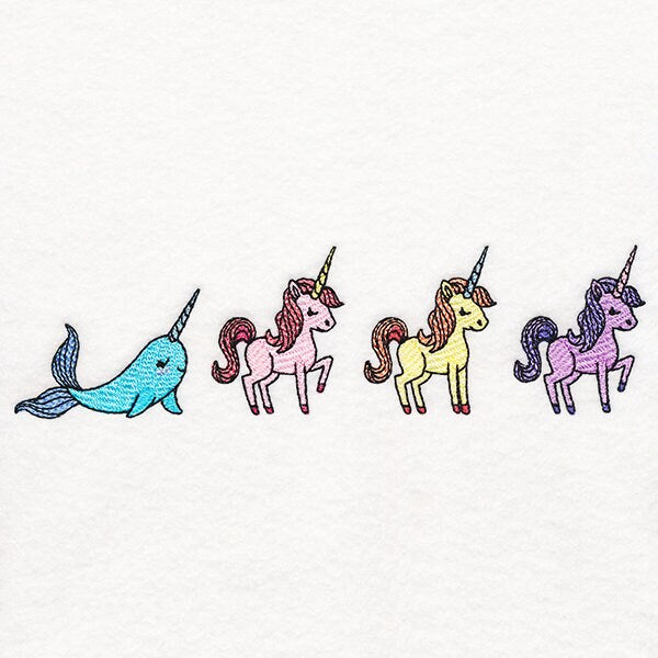 Wannabe Unicorn Narwhal Embroidered Canvas Messenger Bag