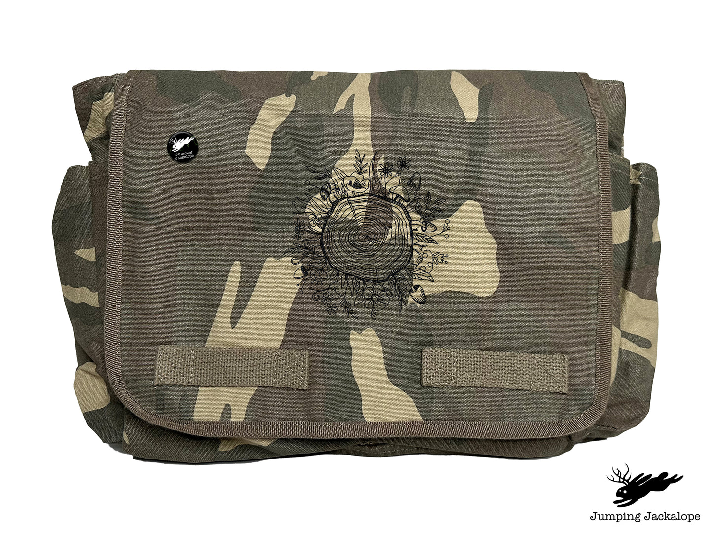 Botanical Tree Rings Design Embroidered Classic Canvas Messenger Bag