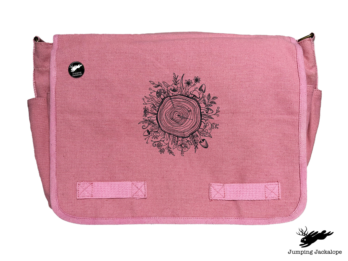 Botanical Tree Rings Design Embroidered Classic Canvas Messenger Bag