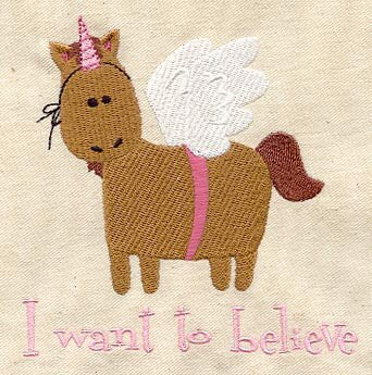 I Want to Believe Horsey Unicorn Embroidered Canvas Field Bag