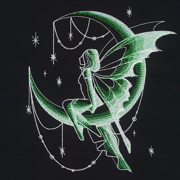 Dreamscape Glow - Moon Fairy Embroidered Canvas Messenger Bag