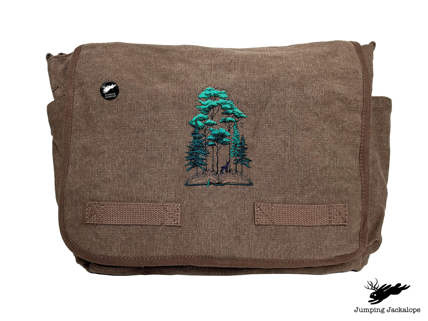 Woodland Storytime Book Embroidered Classic Canvas Messenger Bag
