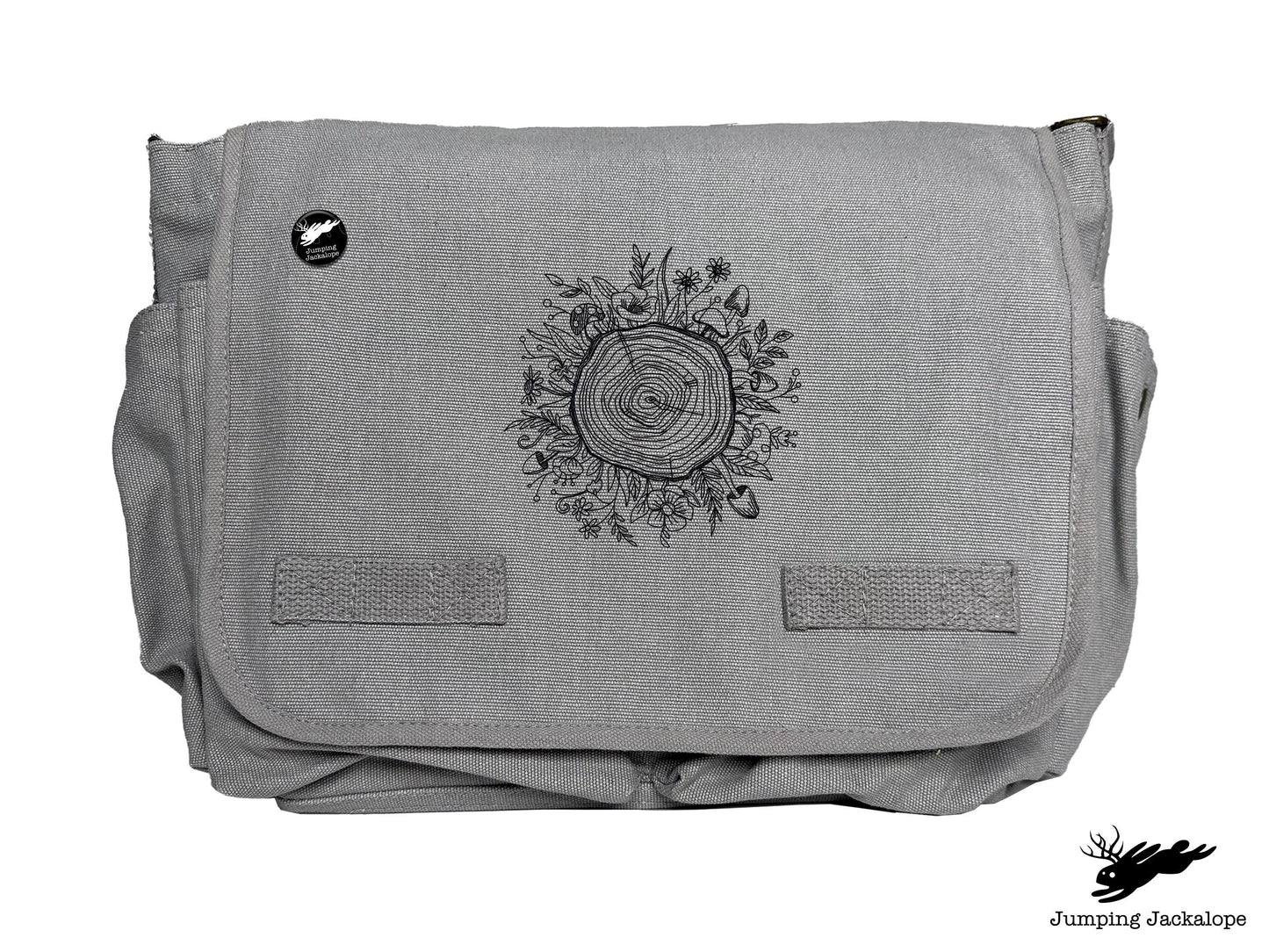 Botanical Tree Rings Design Embroidered Classic Canvas Messenger Bag