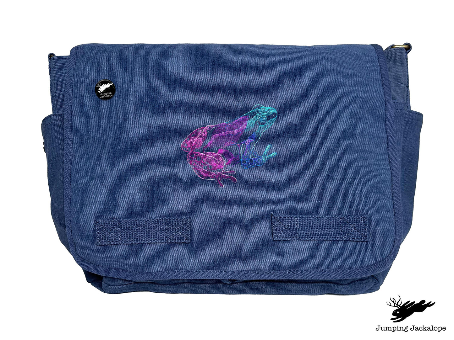 Tropical Dart Frog Embroidered Classic Canvas Messenger Bag