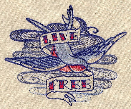 The Seven Seas - Live Free Tattoo Embroidered Canvas Messenger Bag