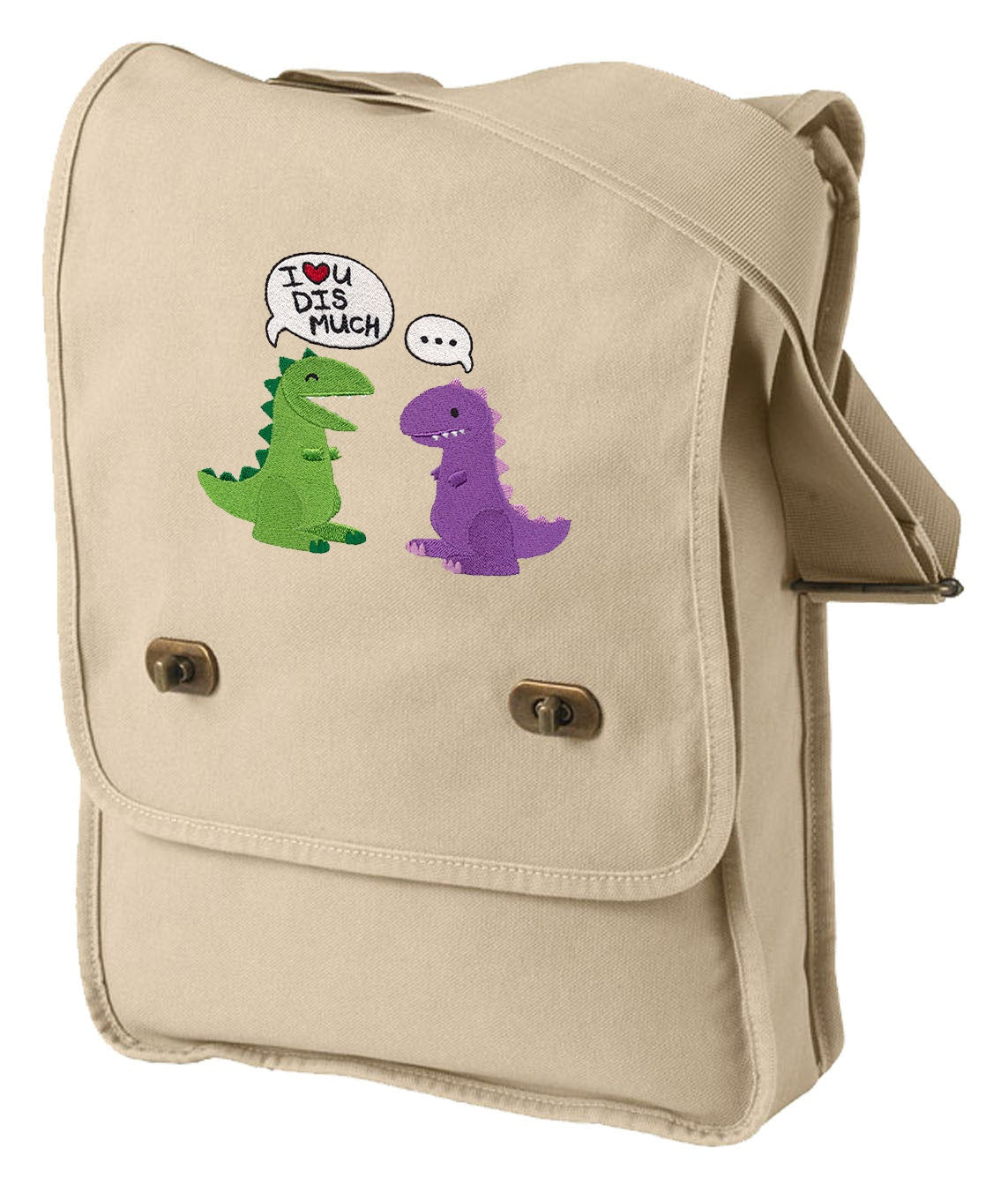 I Love You Dis Much Embroidered Canvas Field Bag