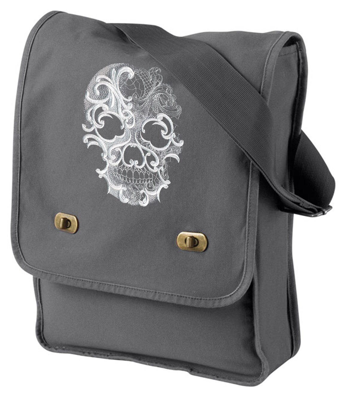 Ghost Baroque - Skull Embroidered Canvas Field Bag