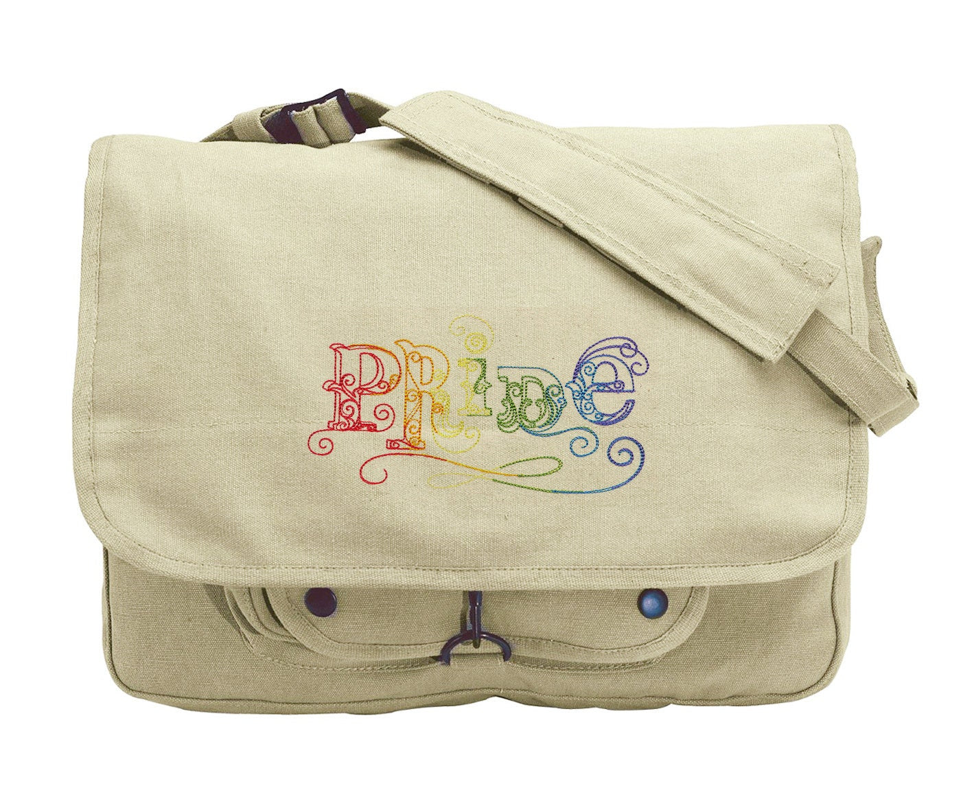 Pride Embroidered Canvas Messenger Bag
