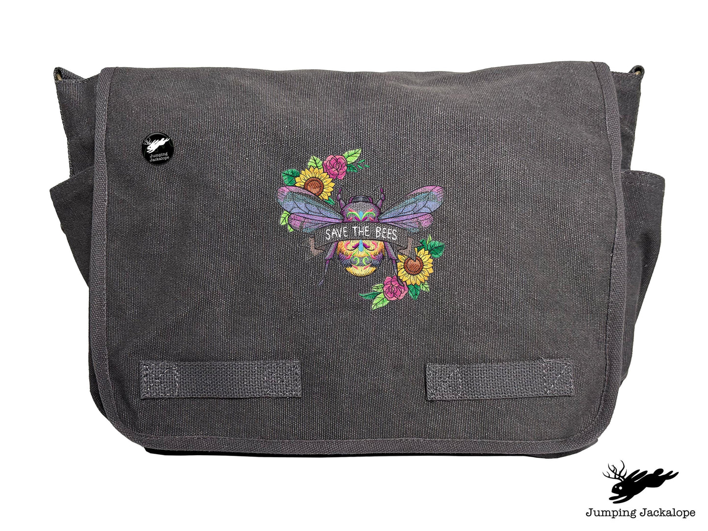 Save the Bees Embroidered Messenger Bag
