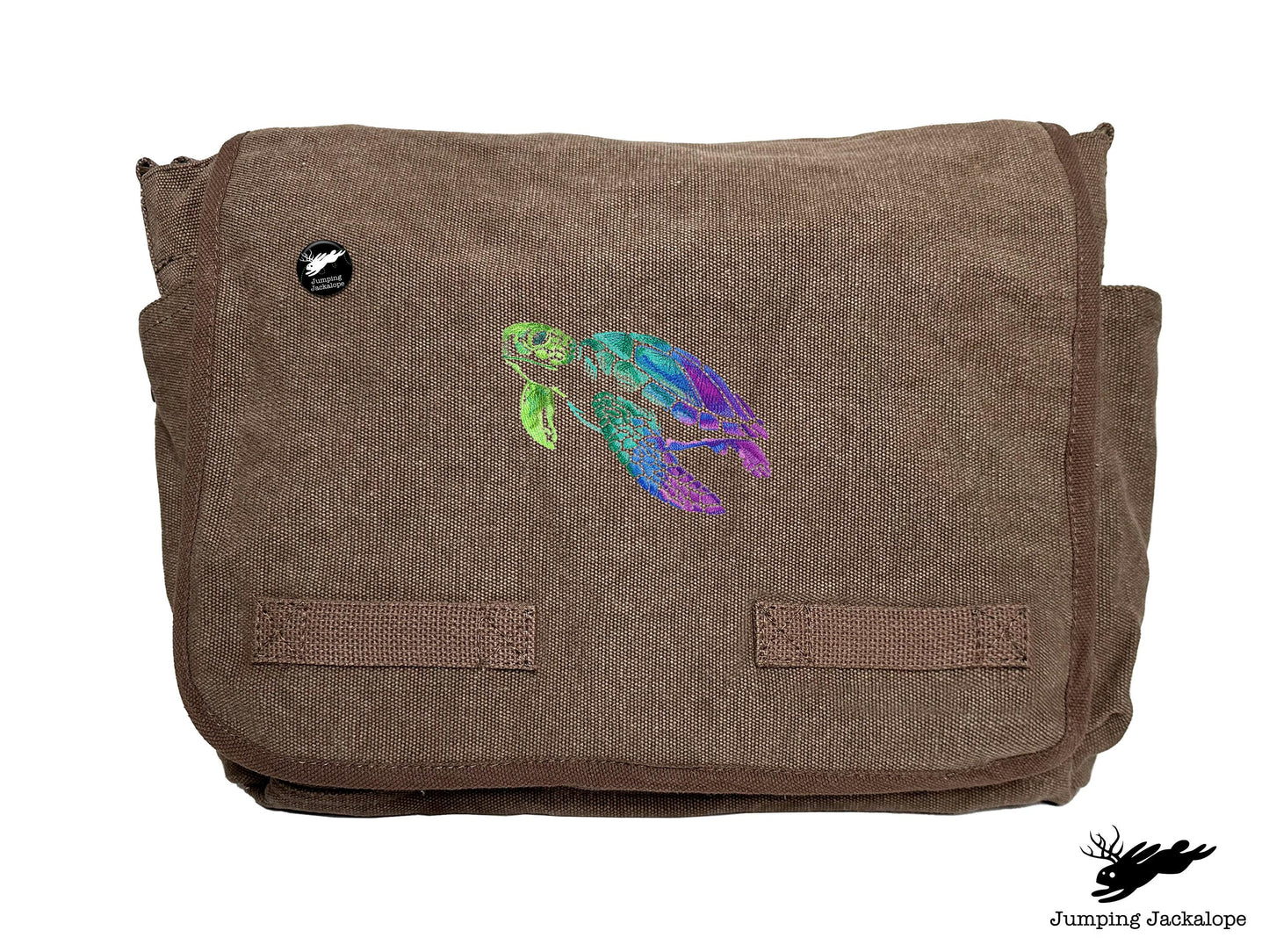 Spectrums of the Ocean Sea Turtle Embroidered Messenger Bag