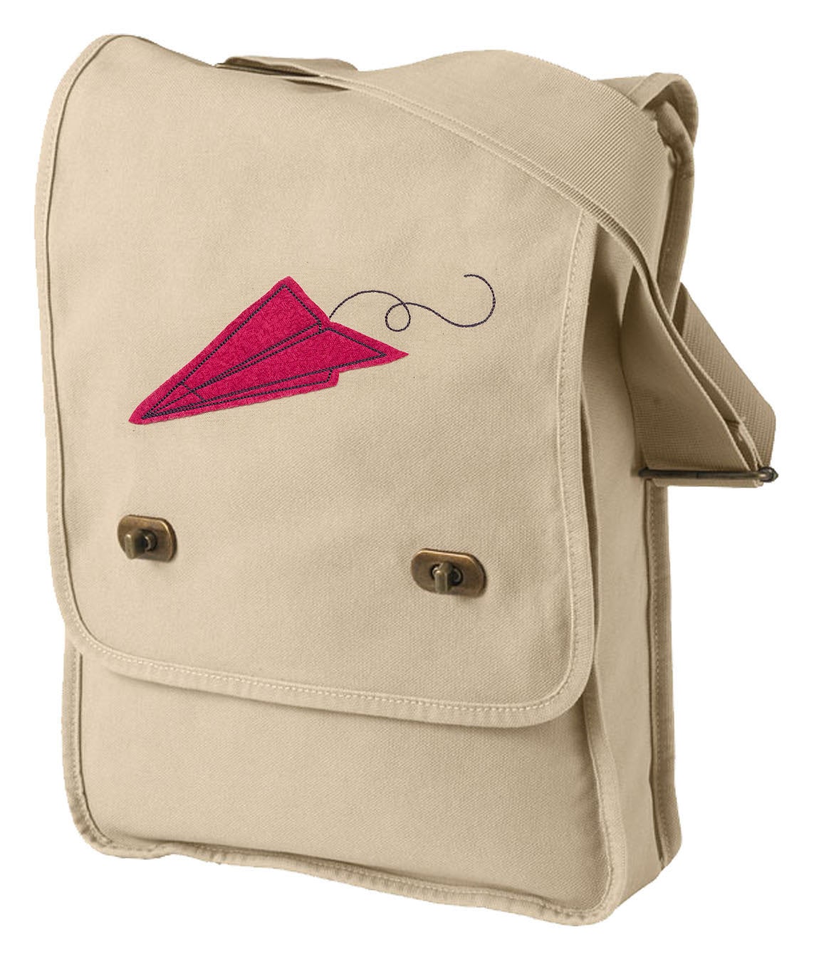 Paper Plane (Applique) Embroidered Canvas Field Bag