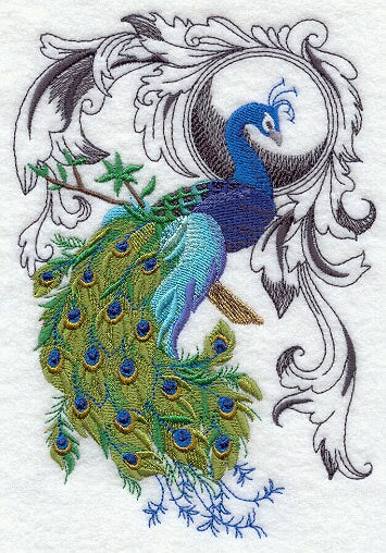 Peacock Flourish Embroidered Canvas Field Bag