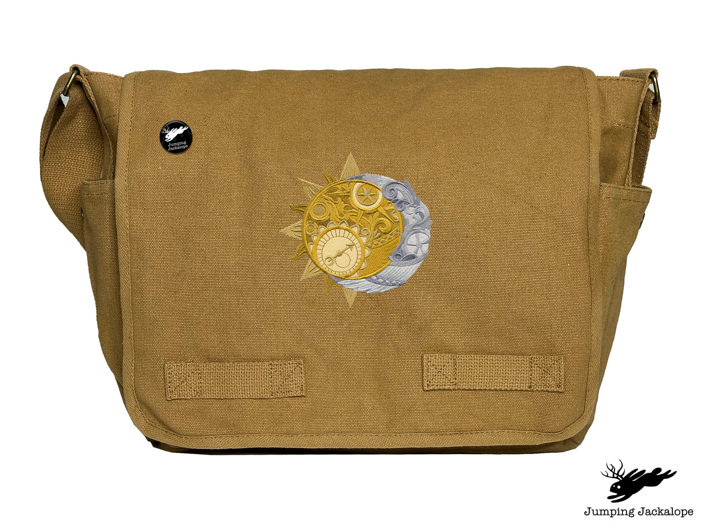 Clockwork Heavens Design Embroidered Classic Canvas Messenger Bag