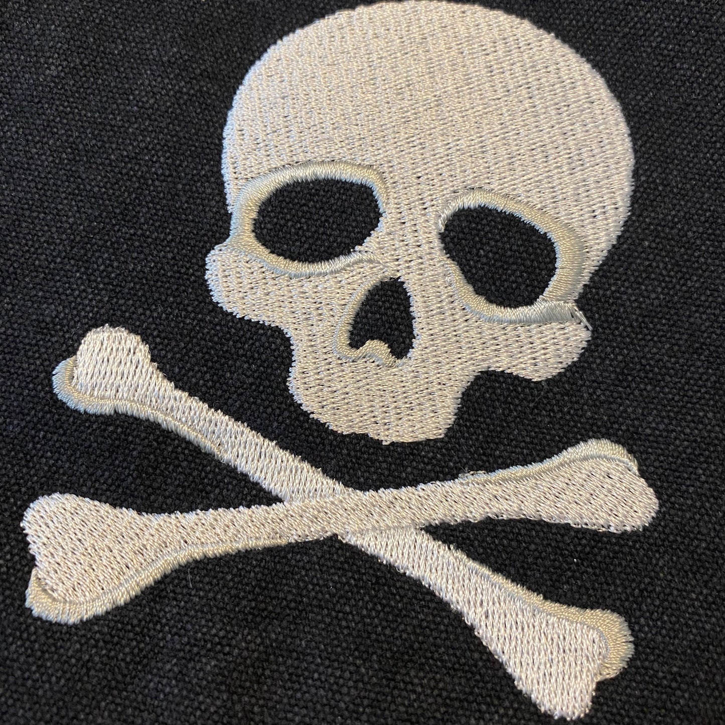 Skull and Crossbones Embroidered Canvas Messenger Bag
