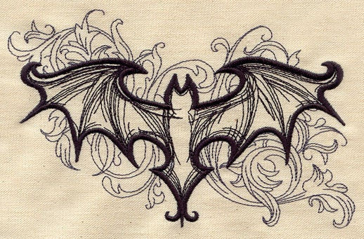 Elegant Bat Embroidered Canvas Field Bag