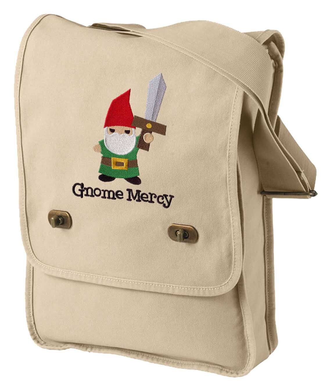 Gnome Mercy Embroidered Canvas Field Bag