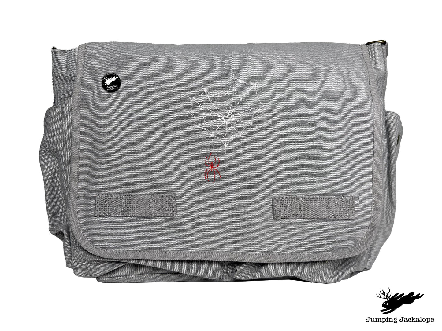 Web of Love Design Embroidered Classic Canvas Messenger Bag