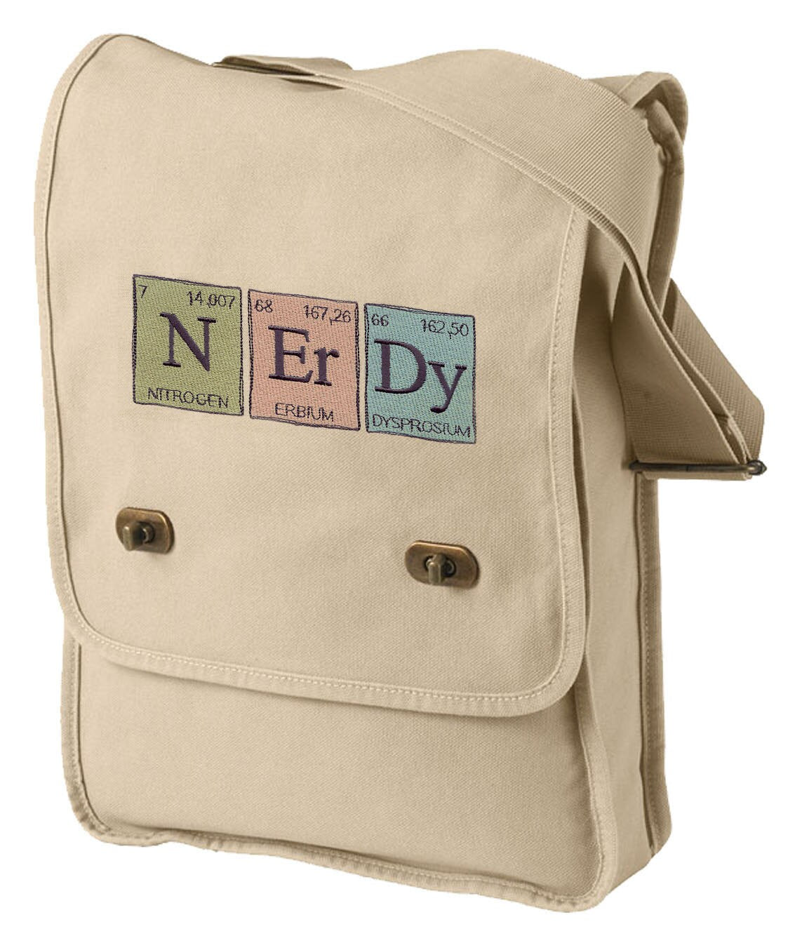 The Elements of Nerdy Embroidered Canvas Field Bag