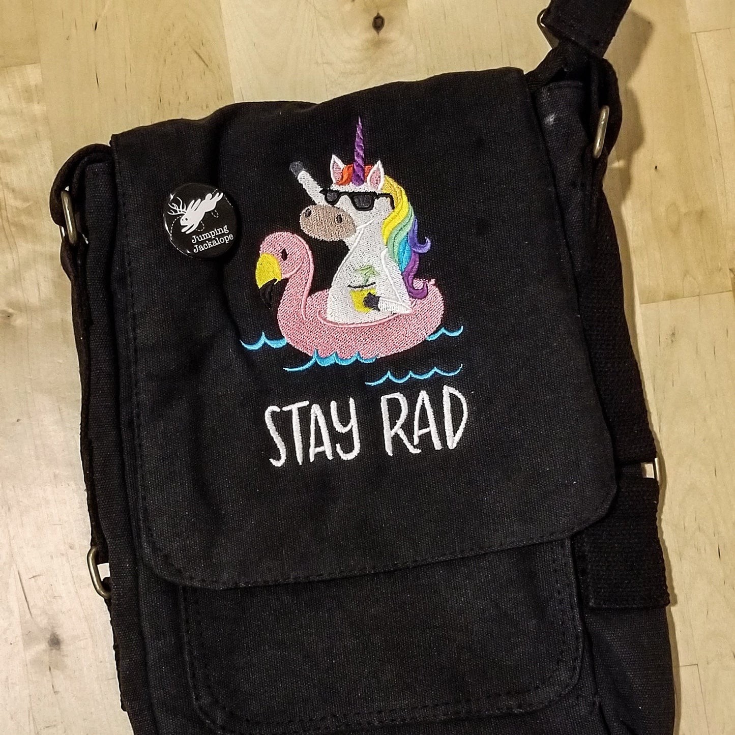 Stay Rad, Unicorn Bag, Unicorn Embroidered Canvas Tech, Tablet, iPad, Kindle, Fire, Camera Bag
